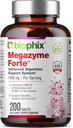 biophix Megazyme Forte 200 Comprimés - Enzymes protéolytiques naturelles des plantes Nattozimes Serrazimes soutient le système digestif santé immunitaire
