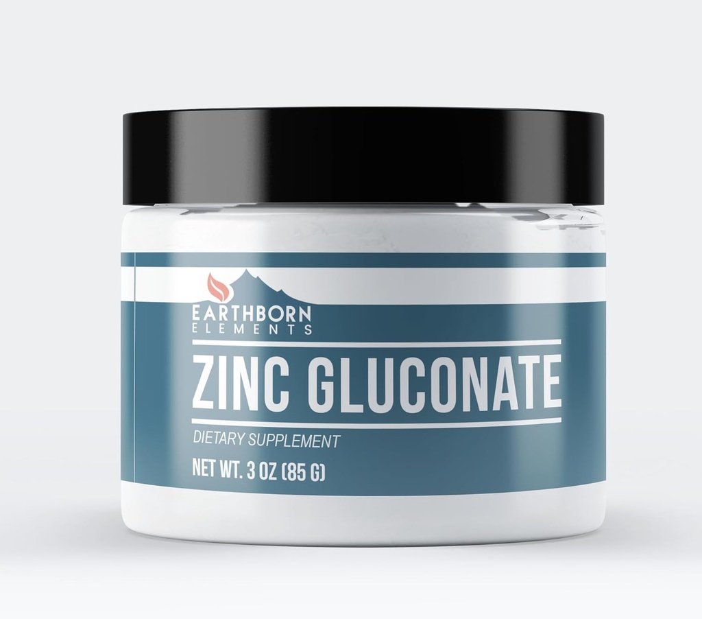 Éléments terriens Zinc Gluconate 3 oz, toujours pur, sans remplissage ou additifs