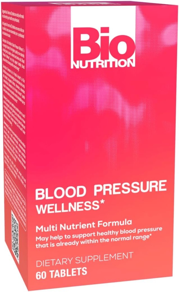Bio Nutrition La pression artérielle Bien-être 60 Comprimés (2 Pack) soutient la circulation sanguine saine.