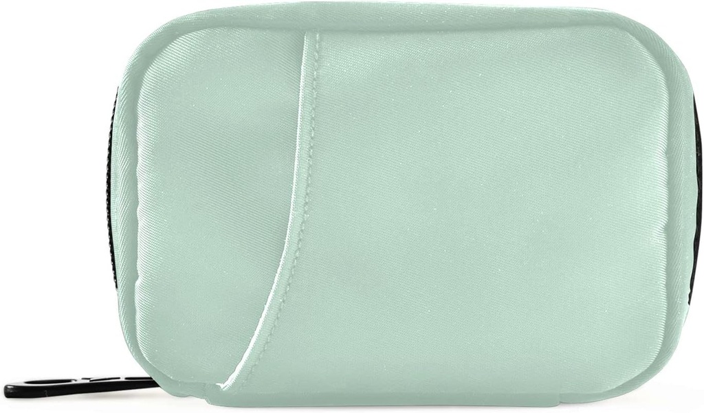 Naanle Pill Box 7 Day Pill Case Travel Pill Organizer Bag with Zipper Portable Weekly Case Compact Size for Vitamin Supplement Holder, Solid Color Light Green, 4.6 x 3.14 x 1.88 Inch, 0.12 kilograms