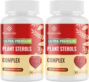 Suppléments de cholestérol avec stérols végétaux, niacine, riz rouge de levure, Bergamote, Oméga-3 et ail - Formule d'absorption avisée - 180 Softgels