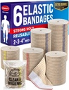 Enveloppe de bande élastique à haute performance - 6 paquets (2x2in, 2x3in, 2x4in) - Enveloppe de bande à compression forte auto-perdante pour pieds, chevilles, poignets et genou