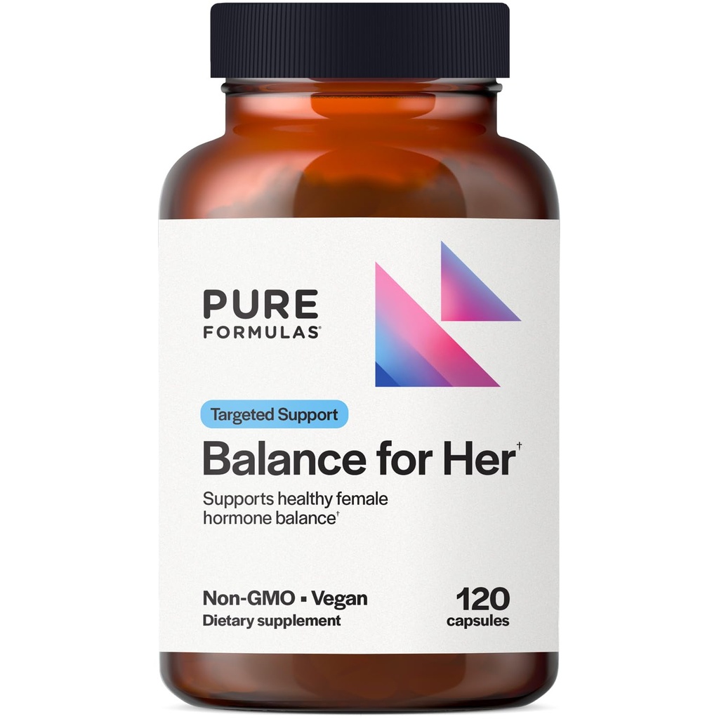 PureFormulas Balance for Her - Hormone Balance for Women - DIM, Black Cohosh, Calcium D-Glucarate, EGCg Extrait de thé vert et supplément d'arbre chaste pour le soutien de l'humeur et le métabolisme estrogène -120 capsules