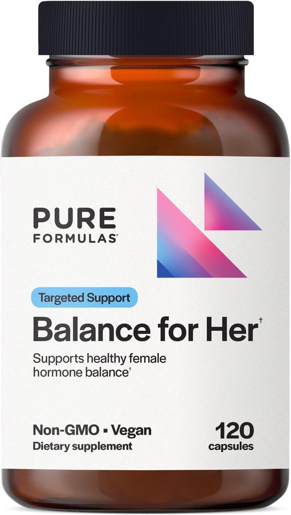 PureFormulas Balance for Her - Hormone Balance for Women - DIM, Black Cohosh, Calcium D-Glucarate, EGCg Green Tea Extract & Chaste Tree Supplement for Mood Support & Estrogen Metabolism -120 Capsules