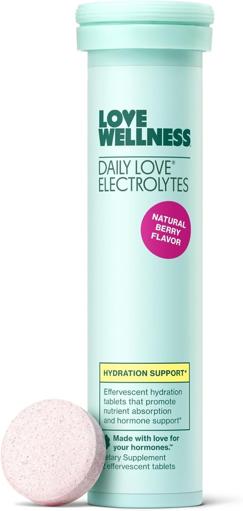 Love Wellness Daily Love Electrolytes: Comprimés d'hydratation pour les femmes Supporte l'absorption des nutriments.