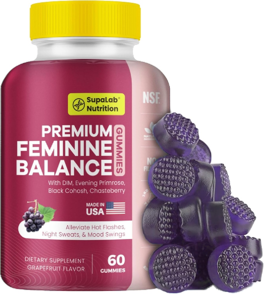 Gummies d'équilibre des femmes, soutien de santé à la ménopause, 60 Gummies