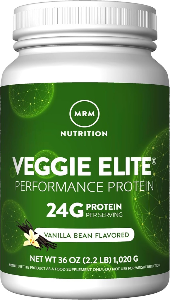 MRM Nutrition Veggie Elite Performance Protéines de haricot Vanille Aromatisés de haricot à base de plantes Facile à digérer avec BCAAs
