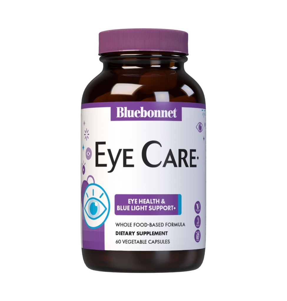 Bluebonnet Nutrition Soin des yeux Macular & Blue, Eye Health & Blue Light Support*, végétalien, sans gluten, sans lait, 60 capsules végétales, 30 portions