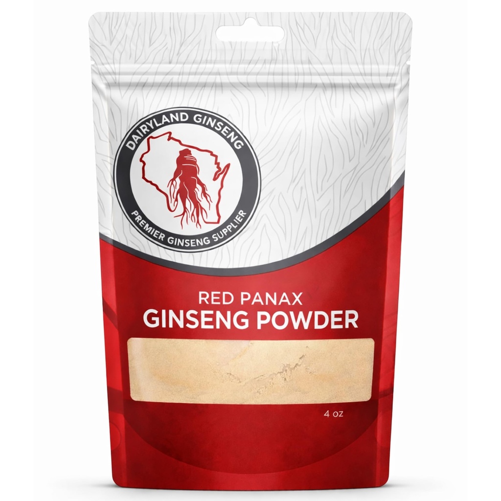 Poudre de ginseng de Panax rouge avec ginsénosides naturels (4 oz)- soutient l'énergie saine, la vitalité, l'humeur et plus, poudre de racine de ginseng de Panax coréen pour smoothies, café ou boissons (1 paquet)
