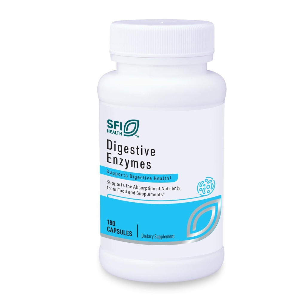 Klair Labs SFI Enzymes digestifs pour la santé - Suppléments pour la santé gut avec lipase, Amylase et enzymes protéase pour la digestion - Aide Absorption nutritive - Aide occasionnelle Incomfort GI (180 capsules)