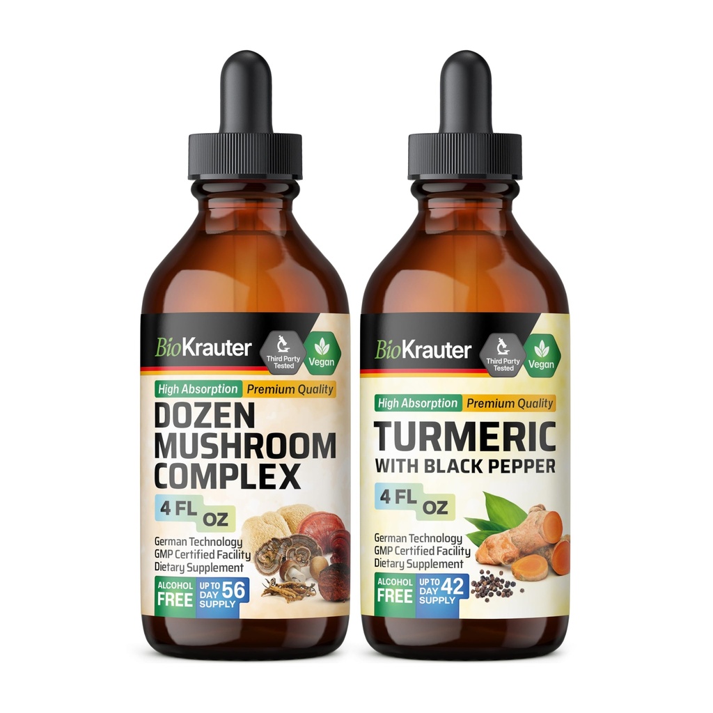 Teinture Dozen Mushroom 4 Fl. Oz. & Teinture Turmère 4 Fl. Oz.