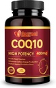 CoQ10 400mg Softgels avec Omega 3 et PQQ, puissant antioxydant pour la santé cardiaque et la production d'énergie, 120 Compte