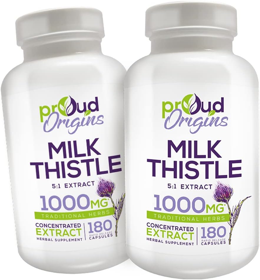 1000mg Thistle de lait aide à maintenir une fonction hépatique saine, optimiser la santé, libération rapide, suppléments sans gluten - 6-Meth Supply (2 Pack)