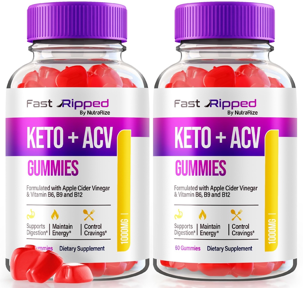 NutraRize (paquet de 2 Kéto+ACV rapides Gommies, Formule avancée, Supplément de vitamines 1000MG de vinaigre de cidre de pomme, Revues Gommy de force maximale (120 Gommies)