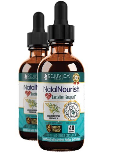 Rejuvica Health NatalNourish - Supplément de support d'allaitement avancé - Livraison liquide pour une meilleure absorption - Fenugreek, Bienheureux Thistle, Anise, Fennel & More!