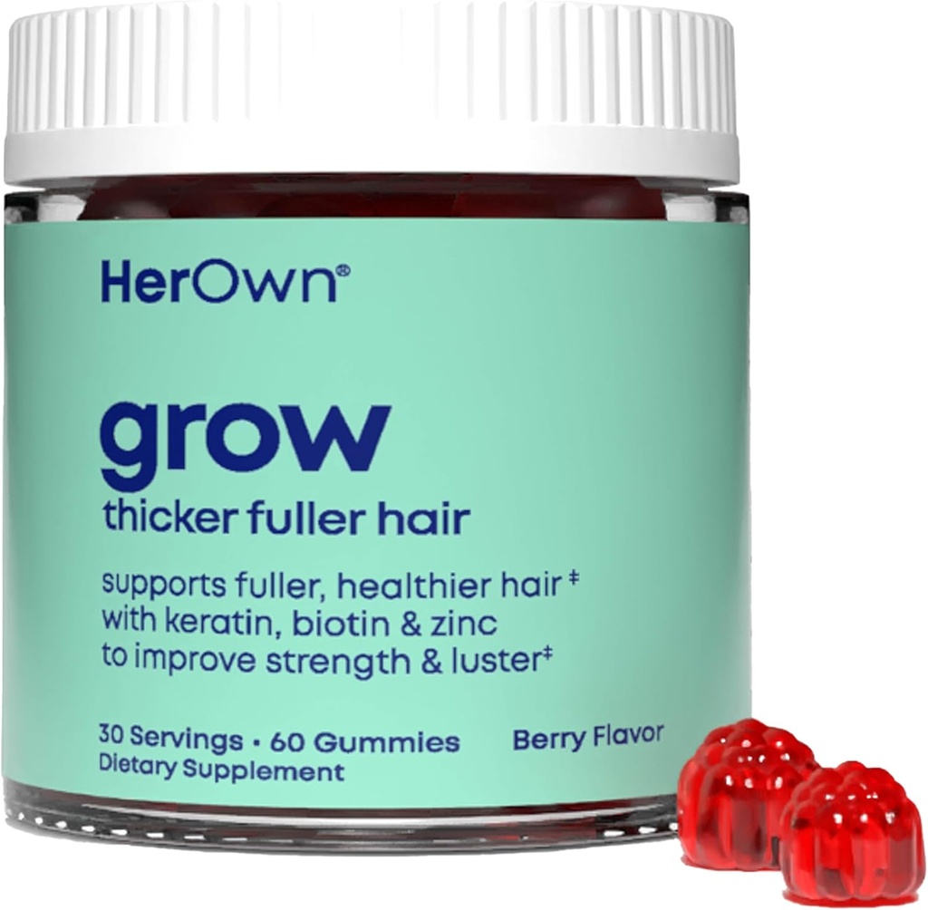 Ses propres Gommies de croissance, fait la promotion des cheveux plus épais, avec Biotin, Keratin et Cavalier, soutient cheveux plus pleins, croissance des cheveux sains, fleur de baie, 60 Gommies