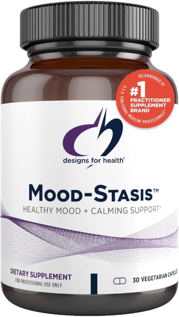 Designs for Health Mood-Stasis - 5-MTHF Methyl Folate + Methyl B12, Extrait de safran pour le support et le calmant (30 capsules)