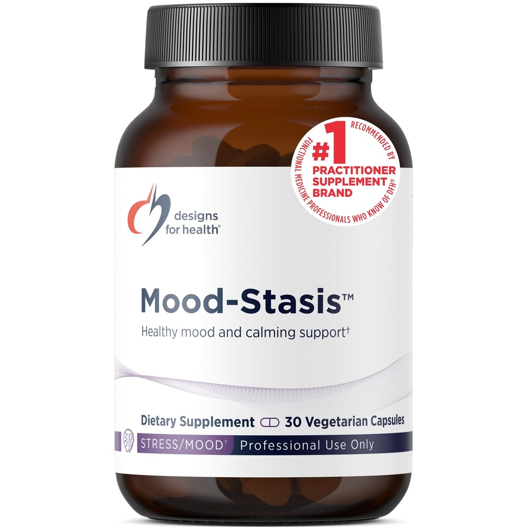 Designs for Health Mood-Stasis - 5-MTHF Methyl Folate + Methyl B12, Extrait de safran pour le support et le calmant (30 capsules)