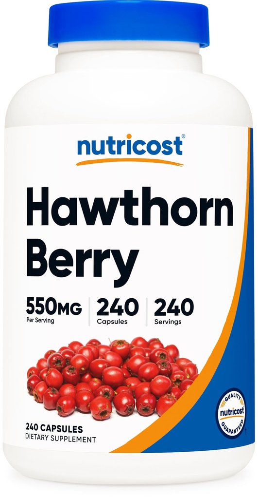 Nutricost Hawthorn Berry Capsules 550mg, 240 Capsules, Végétarien Friendly, Non-OGM et sans gluten