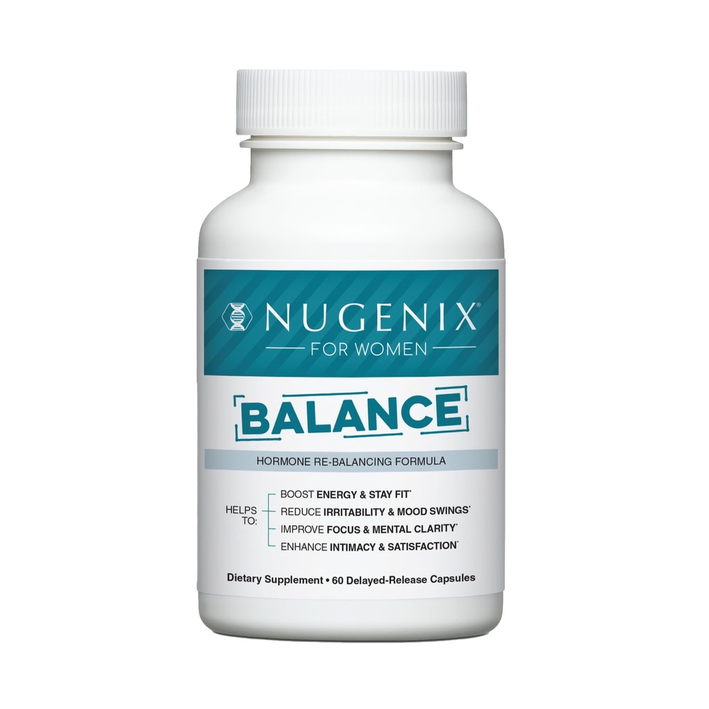 Nugenix pour l'équilibre des femmes - l'équilibre hormonal pour les femmes, stimuler l'énergie, améliorer la clarté mentale, rétablir l'équilibre hormonal, la ménopause, Ashwagandha KSM-66, curcuma, vitamine D, DIM, 60 comte