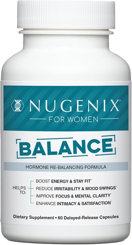 Nugenix pour l'équilibre des femmes - l'équilibre hormonal pour les femmes, stimuler l'énergie, améliorer la clarté mentale, rétablir l'équilibre hormonal, la ménopause, Ashwagandha KSM-66, curcuma, vitamine D, DIM, 60 comte