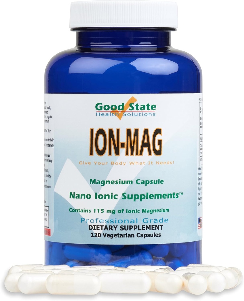Bon état ION-MAG - Capsules de magnésium ionique - (115 mg chaque portion) (120 Capsules de légumes)