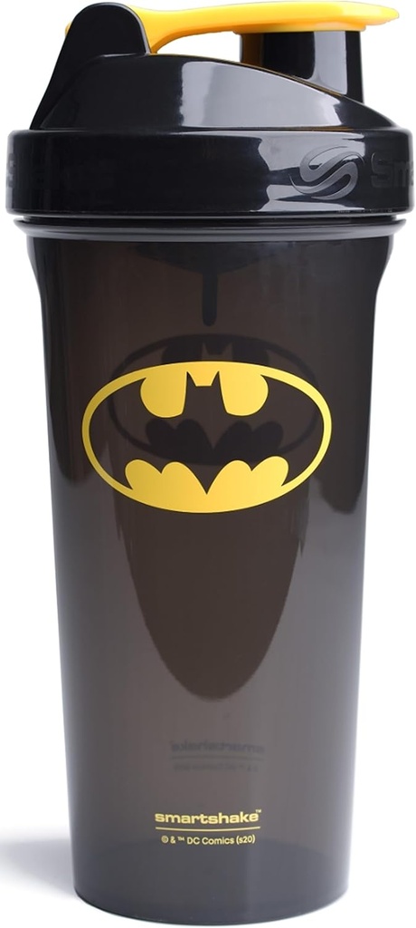 Smartshake Lite Justice League Protein Shaker Bottle 800ml – DC Comics Water Bottle, Leakproof BPA Free Gym Shaker Bottle for Protein Shakes And Protein Powder - Batman Logo
