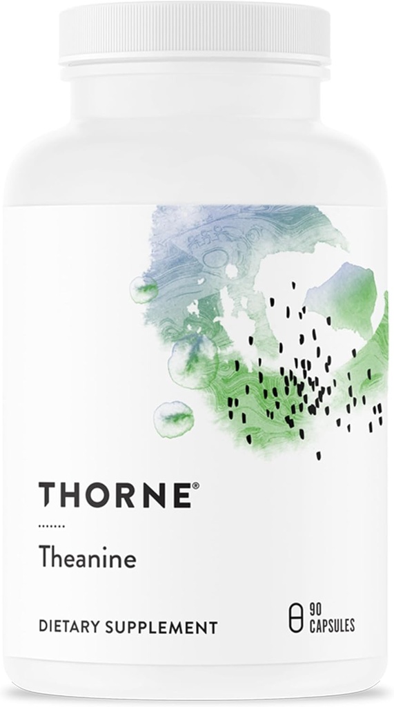THORNE - Théanine - 200mg de L-Theanine - Soutenir une réponse au stress sain, la relaxation et la concentration - Augmente la production d'alpha-Wave du cerveau* - 90 capsules