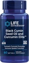 Prolongation de la durée de vie Huile de graines de cumin noir et Curcumine Elite, Cumin noir, extrait curcuma, Immune Health Support, haute biodisponibilité, santé de corps entier, sans gluten, sans OGM, 60 softgels