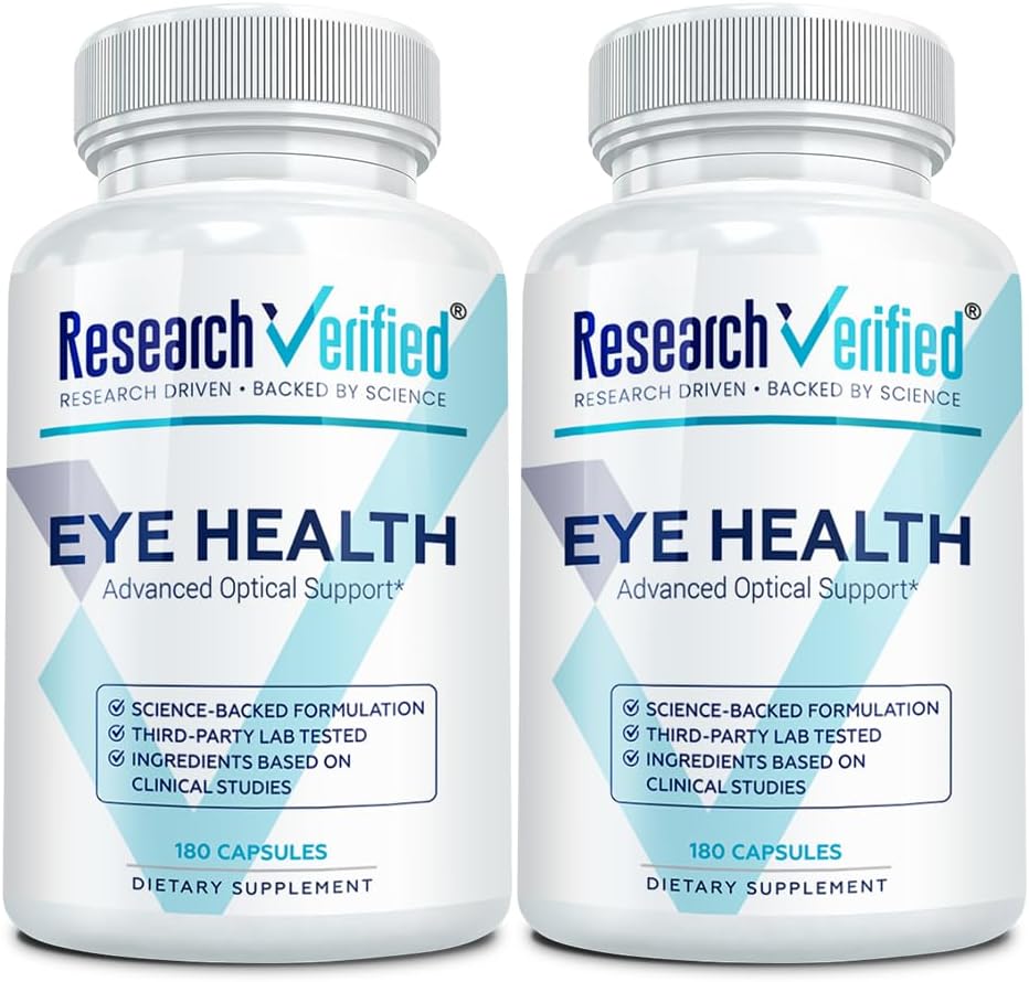 Research Verified Eye Health - Nourish and Protect Eyes and Vision, Support Healthy Retina, Improve Blood Supply to Eyes - Vitamins A, B, C, and E - 360 Capsules - 6 Month Supply - Made in The USA