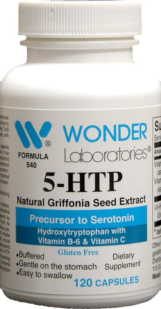 5 Htp, précurseur d'extrait naturel de graines de Griffonia à la sérotonine - 120 capsules #5402