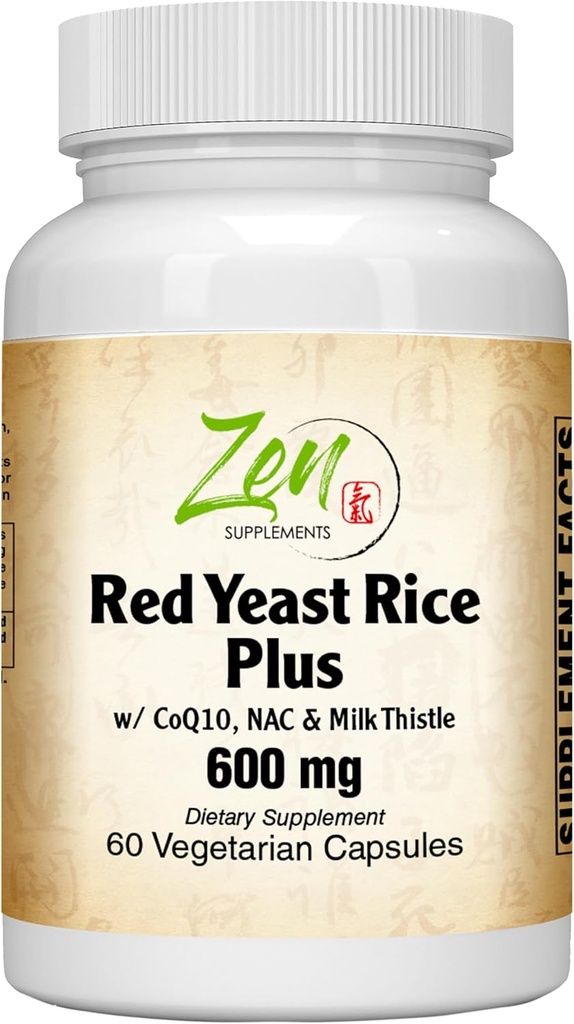 Suppléments Zen - Riz de levure rouge W/CoQ10 Supplément 60-Vegcaps