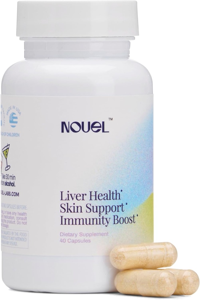 Skin + Foie + Immunity Support (supplément de récupération pour boire) Thistle de lait, NAC, acide hyaluronique, CoQ10, Biotine, Antioxydants 40 Capsules