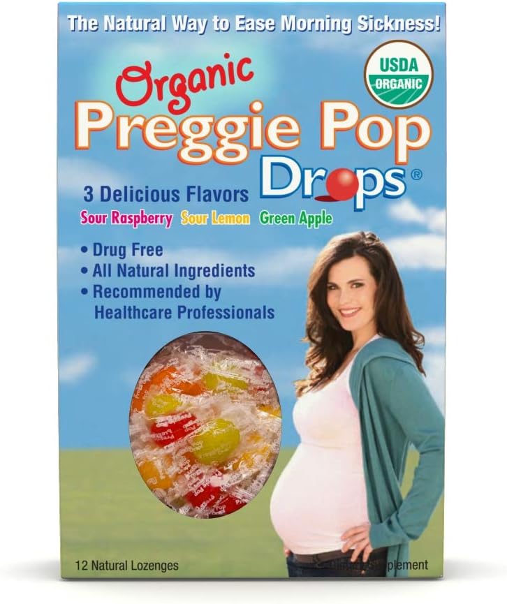 Les gouttes de preggie biologique , 12 gouttes Chaque matin Maladie pendant la grossesse , sans danger pour la femme enceinte , sans gluten , 3 saveurs : citron, framboise et pomme verte