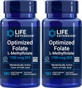 Life Extension Optimized Folate (L-Methylfolate) 1700 mcg DFE, 180 Veg Tablets (Pack of 2)