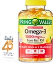 Omega-3 from Fish Oil Heart General & Brain Health Dietary Supplement Softgels, 1000 mg, 120 Count Bundle with Luall's 45 Diabetes Decoded