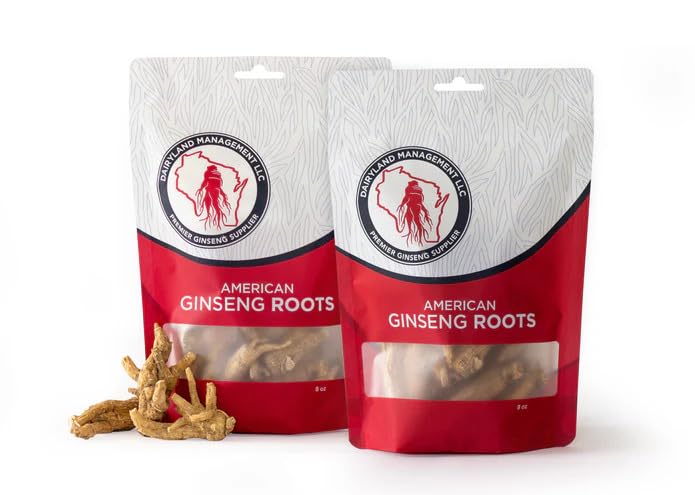 Racines de ginseng américaines Dairyland - 16 oz Lot de racines de ginseng Wisconsin - Ginseng américain authentique - sans OGM, sans gluten Ginseng entier - Utilisez ce supplément à base de plantes dans soupe, thé, congee