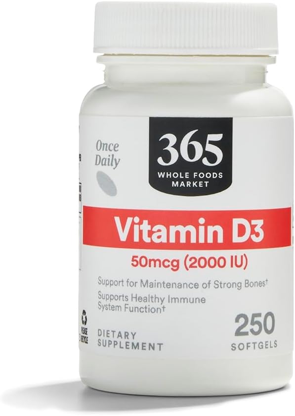 365 par marché des aliments entiers, vitamine D3 2000 UI, 250 ct