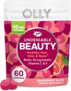 OLLY Undeniable Beauty Gummy, For Hair, Skin, Nails, Biotin, Vitamin C, Keratin, Chewable Supplement, Grapefruit, 30 Day Supply - 60 Count