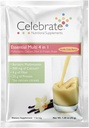 Célébrez les vitamines 4-en-1 Multivitamine bariatrique avec un mélange de protéines de citrate de calcium, 500mg Calcium, pour la chirurgie post-baratrique, Cake Batter, 15 Packets à usage unique
