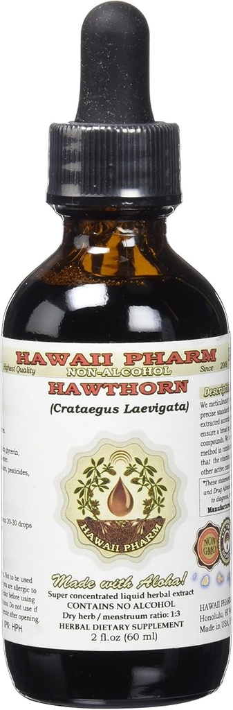 Extrait liquide sans alcool de Hawthorn, Hawthorn biologique (Crataegus Laevigata) Berry séché Glycérite 2 oz