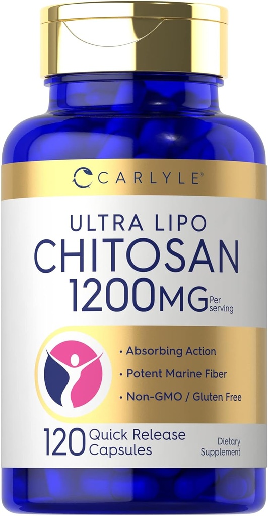 Carlyle Chitosan Supplement 1200mg | 120 Quick Release Capsules | Non-GMO, Gluten Free | Ultra Lipo