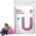UNLEASH'D Organic Bio Jus de Elderberry Poudre 16 oz 100% Pure Natural Green Food, Riche en antioxydants et multivitamines, Effets Antioxydants élevés, Anti-inflammatoire