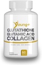 Jeunes+ Glutathion, acide glutamique et collagène. Supplément antioxydant - 1000mg, 60 Capsules