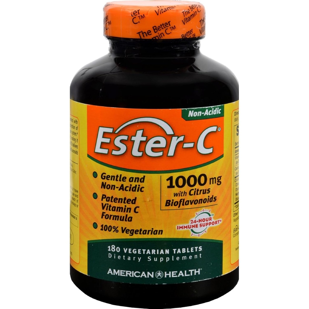 4 Paquet d'Ester-C de santé américain avec des bioflavonoïdes d'agrumes - 1000 mg - 180 comprimés végétariens