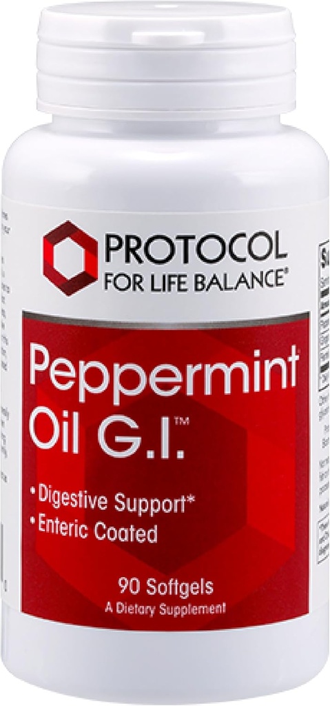 Protocol Peppermint G.I. - pour le soutien sanitaire digestif* - avec de la menthe poivrée, de l'huile de gingembre et de l'huile de fenouil - Enteric-Coated - Sans produits laitiers et halal - 90 Softgels