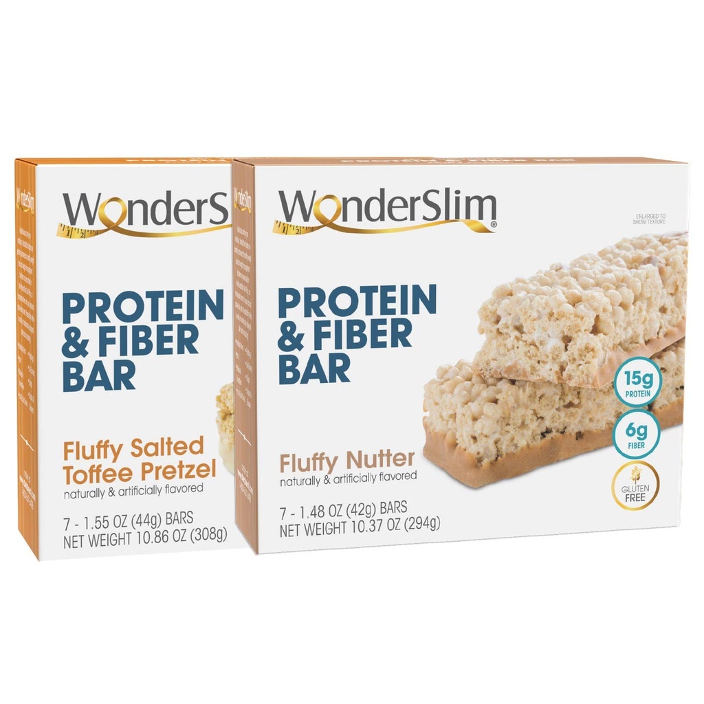 WonderSlim Protein and Fibre Bar Bundle, Truffe Salé Pretzel & Fluffy Nutter