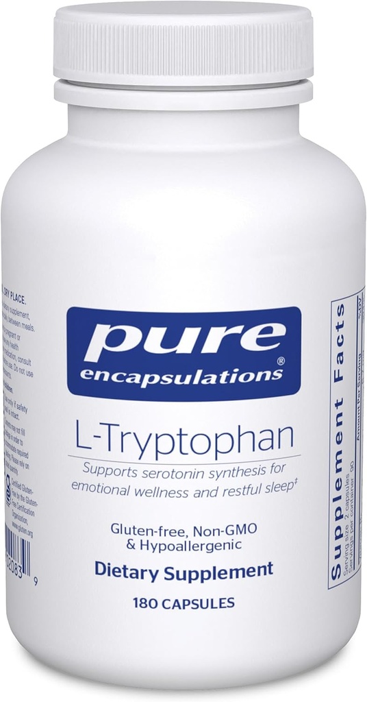 Pure Encapsulations L-Tryptophan | Amino Acid Supplement for Relaxation, Serotonin Support, PMS, and Sleep* | 180 Capsules