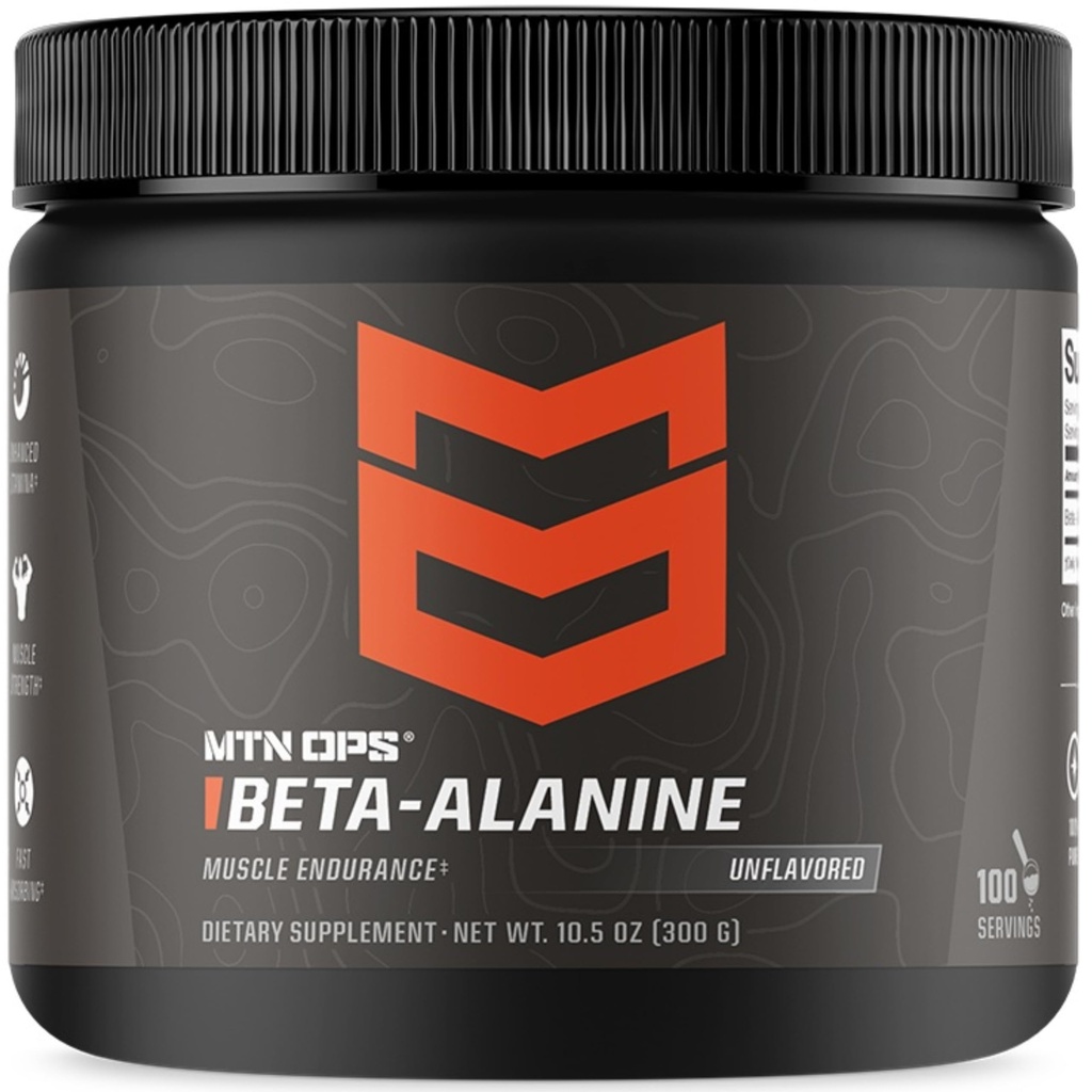 MTN OPS Beta Alanine Powder Pre Workout for Muscle Endurance & Strength, 3g de Beta Alanine par service, 100 portions non aromatisées