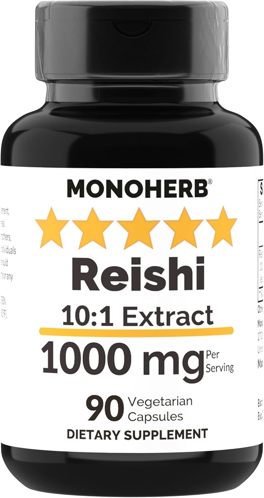 MONOHERB Reishi Extrait de champignons 1000 mg - 90 capsules végétariennes